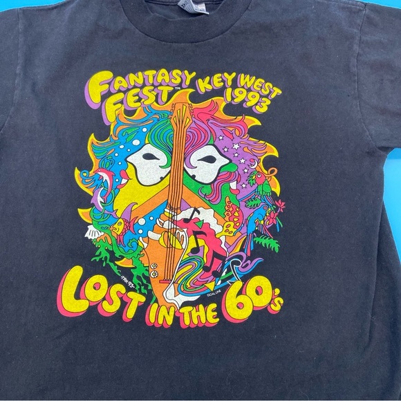 VTG Fantasy Fest '93 Key West Lost in the 60's Single Stitch T-Shirt Black Med - Picture 2 of 8